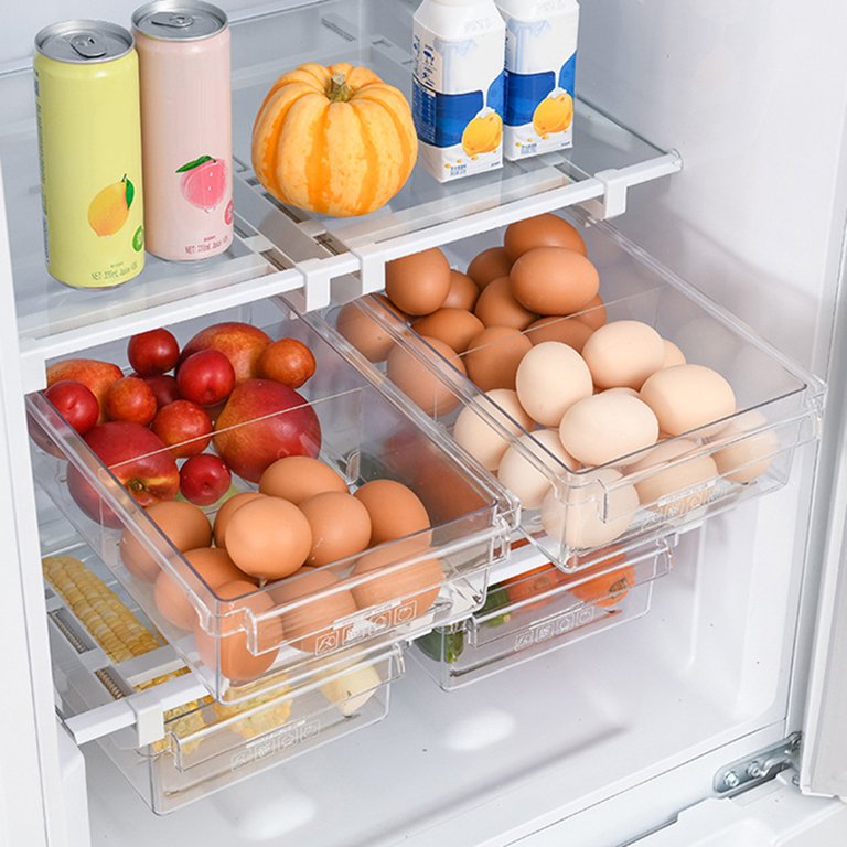 Cheers.US Refrigerator Organizer Bins, Organizer Bins Stackable Fridge  Organizers with Cutout Handles for Freezer, Kitchen, Countertops, Cabinets  - Clear Pantry Food Storage Rack 