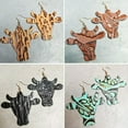 thumbnail image 4 of Retro Vintage Cowhide Cow Head Genuine Leather Bull Head Cowgirl Western Earring, 4 of 9