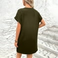 thumbnail image 4 of Xuplwnp Women's Cocktail Dresses Solid Color Round Neck Bat Sleeve Short Sleeve Hidden Pockets Loose Casual Dress Womens Dresses Size S, 4 of 6