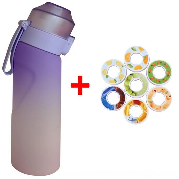 Sport Air Water Bottle 650ml Drinking Bottle with 7 Flavored Pods 0 Sugar, 0 Calories-Gradient powder (with 7 flavors)