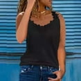 thumbnail image 2 of XIAONU Women's Solid Color Camisoles Scalloped Lace Trim Tank Stretchy Casual Layering Top, 2 of 5