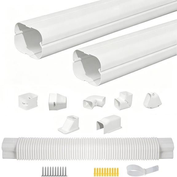 2.95"W 13.12FT Mini Split Line Set Cover, Plastic Line Kit for Outside Units, Mini Split Air Conditioner, Central AC and Heat Pump