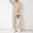 thumbnail image 5 of Women 2 Piece Outfits Fall Sweatsuits Crewneck Sweatshirt Wide Leg Sweatpants Lounge Sets Tracksuit, 5 of 7