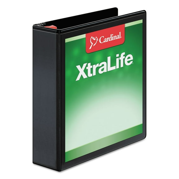 Cardinal XtraLife ClearVue Non-Stick Locking Slant-D Binder, 2" Cap, 11 x 8 1/2, Black