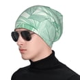 thumbnail image 6 of Adult Knitted Cap 11 X 10.6 In Two-Layer Design Breathable Light Dry And Easy Care Covering All Antiskid Anti-Wrinkle Lightseagreen Geometric Lines_2, 6 of 8