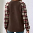 thumbnail image 4 of Lenpel Women's Crewneck Sweatshirts Plaid Long Sleeve Color Block Tunic Tops Casual Pullover Sweatshirts Fall Winter Fashion Outfits(Brown,XX-Large), 4 of 7