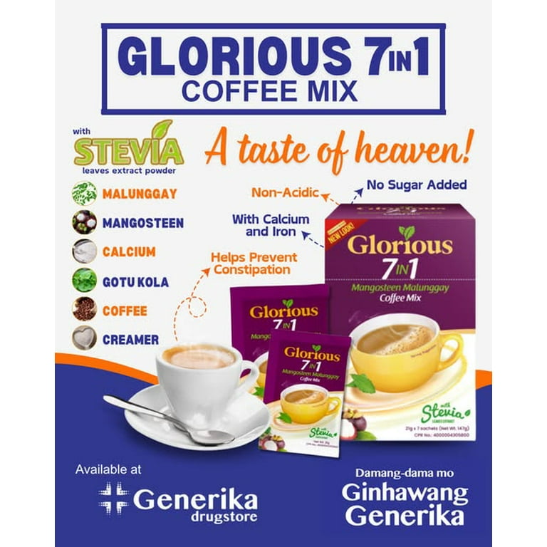 Glorious 7-in-1 Mangosteen Malunggay Coffee – Antioxidant Rich