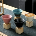 thumbnail image 3 of Ceramic Mini Espresso Cups，Coarse Pottery Espresso Cup Creative Tea Cup with Base，6.7oz Cone Funnel Coffee Cup，For Any Kitchen or Cafe, 3 of 9