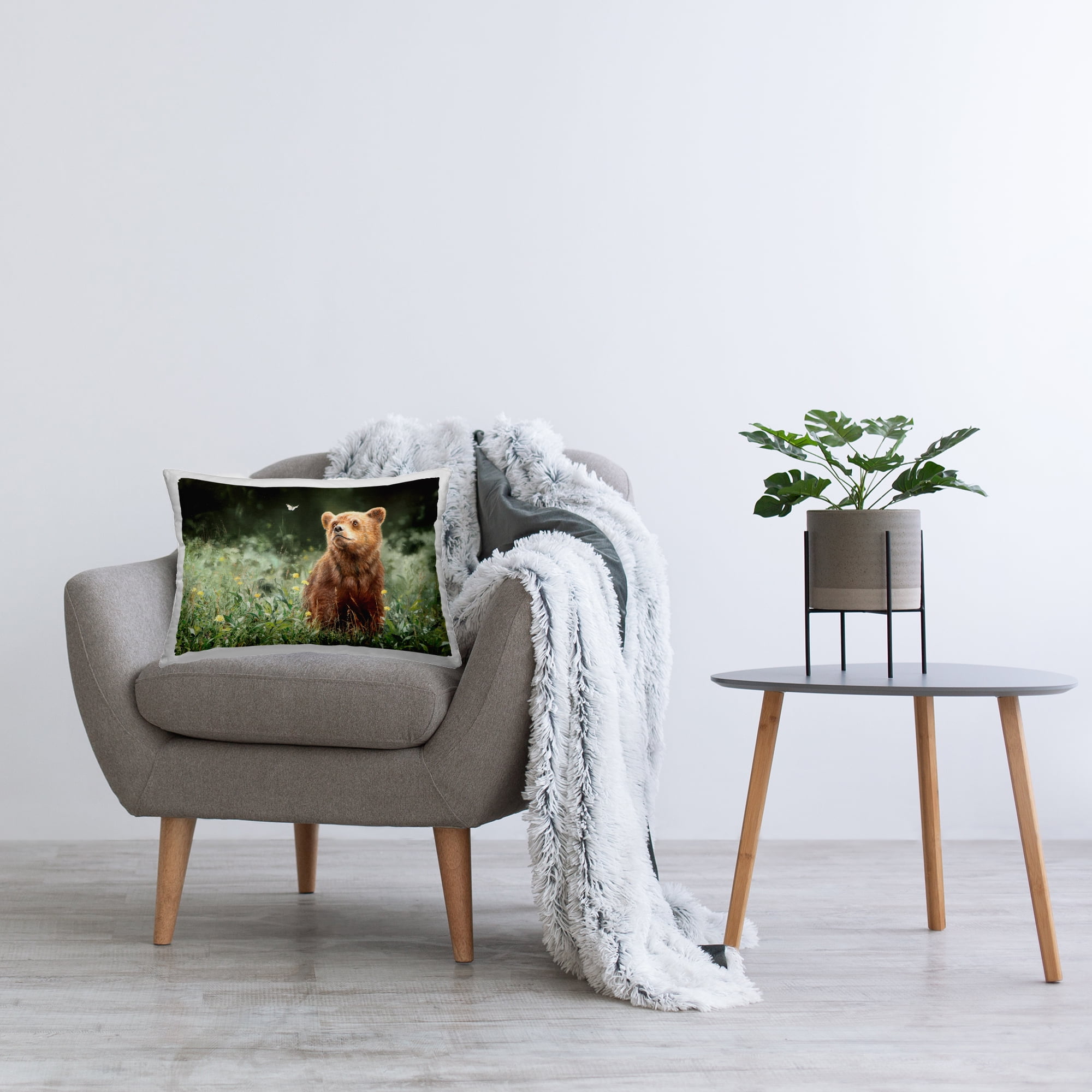 Stupell Industries Baby Bear & Butterfly Decorative Printed Throw Pillow Design by Mark Kelso.
