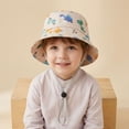 thumbnail image 2 of Krdevn Cartoon Dinosaur Print Kids Fisherman Sun Hat Adjustable Chin Strap Breathable Windproof Wide Brim Cap for Toddler Boys Girls, 2 of 4
