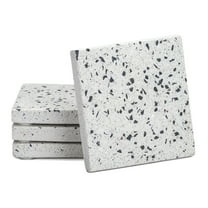 Thirstystone White Natural Terrazzo Coasters with Protective Cork Backing 4" Square