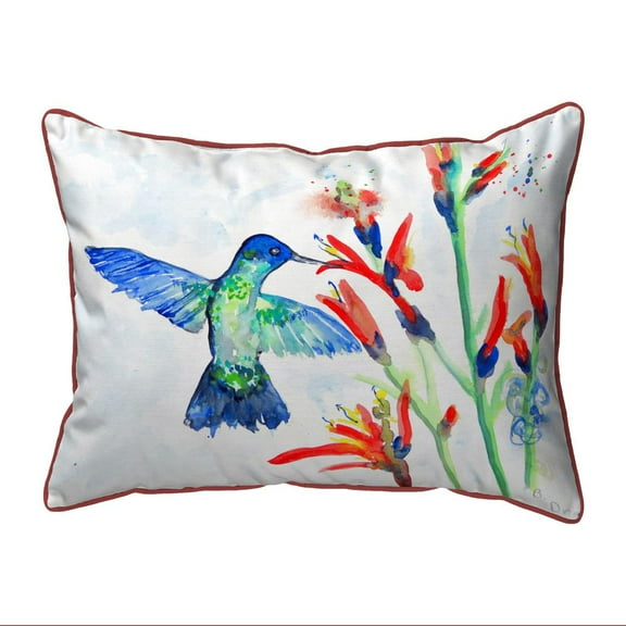 Betsy Drake Interiors Hummingbird & Fire Plant Small Outdoor/Indoor Pillow 11x14