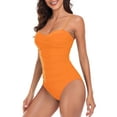 thumbnail image 6 of RELLECIGA Women's Plus Size Tummy Control Swimwear Strapless One Piece Swimsuit Ruched Bathing Suits, 6 of 9