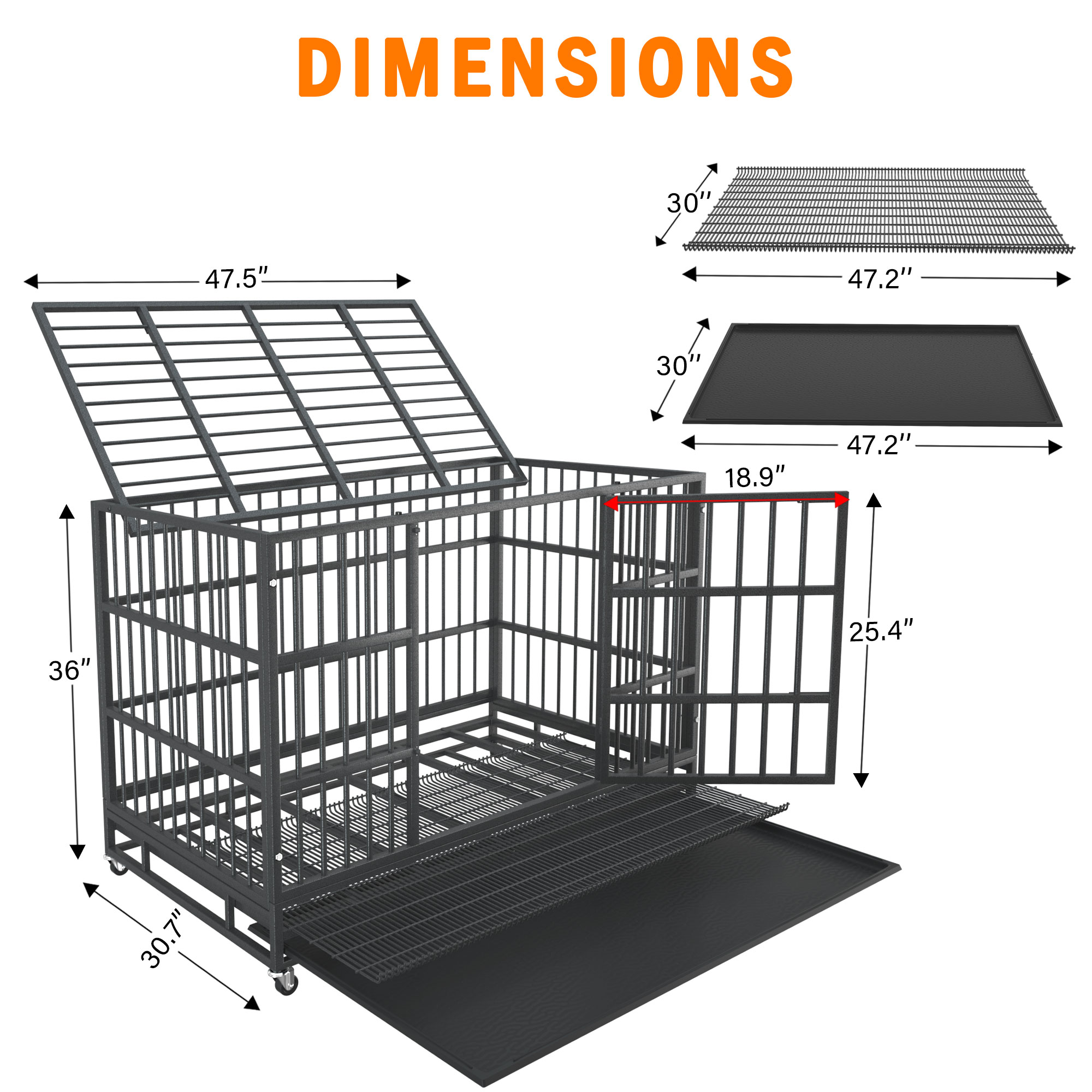 BOLDBONE 48" Heavy Duty Dog Crate with Wheels photo 3