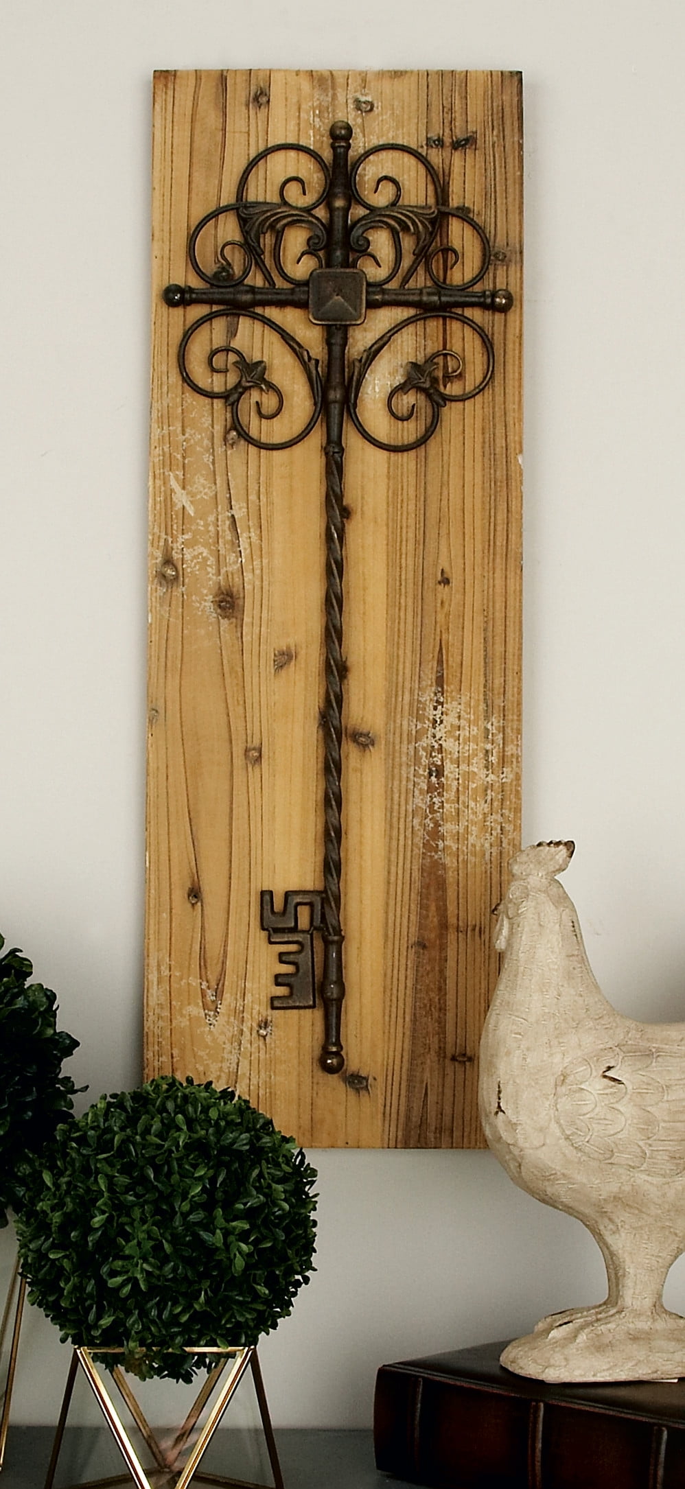 DecMode Indoor Brown Wood Rustic Wall Décor, Set of 2