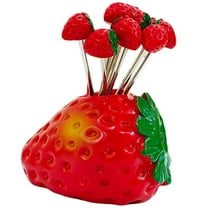 10-Pack Stainless Steel Fruit Forks with Holder, Dessert Picks for Cheese & Salads