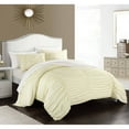 thumbnail image 6 of Chic Home Kaiah 3 Piece Comforter Set Contemporary Striped Ruched Ruffled Design Bedding - Decorative Pillow Shams Included Queen Beige, 6 of 11