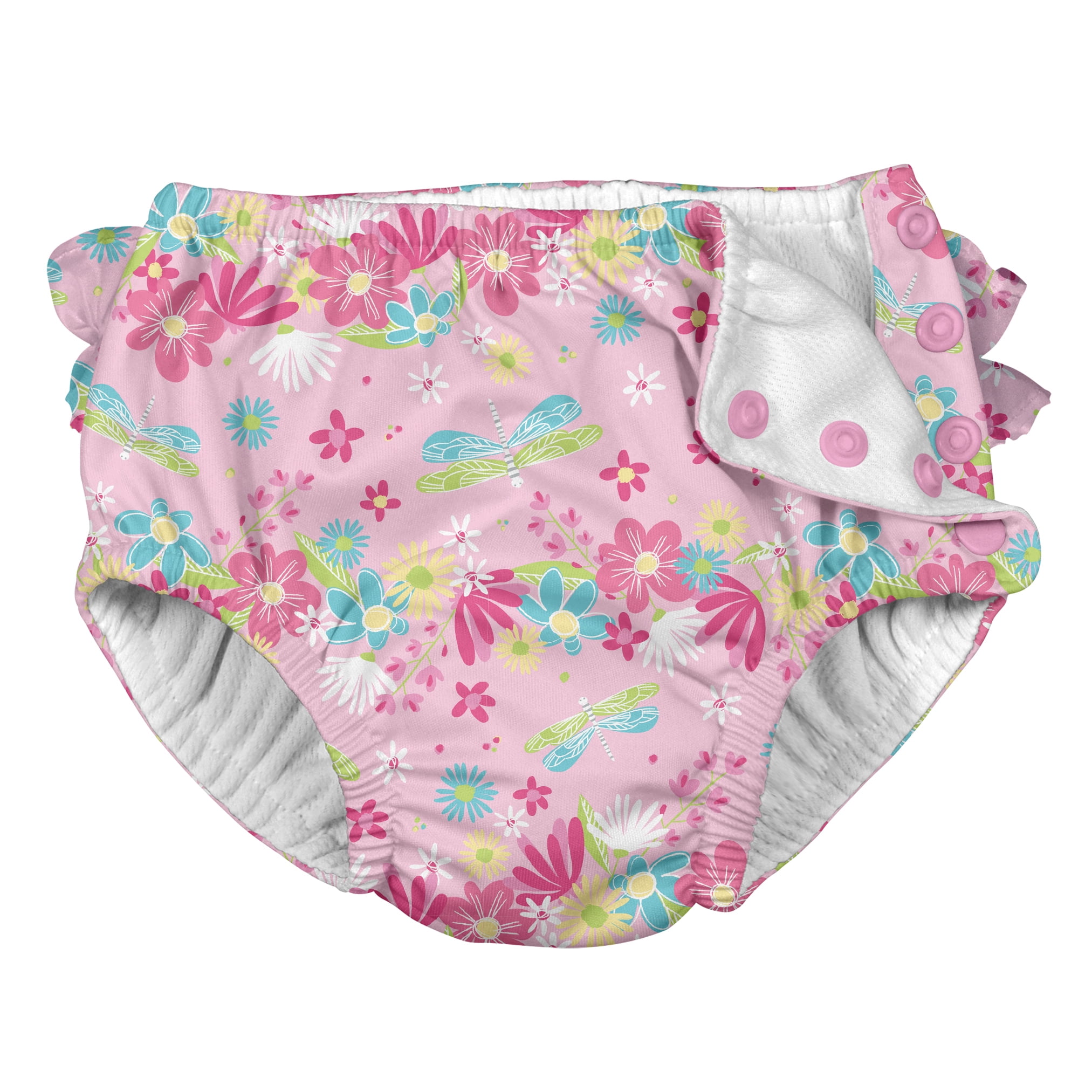 i play by green sprouts Baby-Girls Ruffle Snap Reusable Absorbent Swimsuit Diaper Swim Diaper 