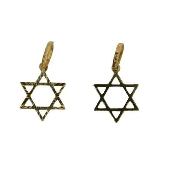 18k Solid yellow gold radiant diamond cut Star David Pendant.