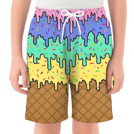 Landzoo Toddler Kids Boys Girls Shorts Graphic Print Elastic Waist With Drawstring Summer Loose Fit Boys Board Shorts Size 9-10 Years Pink