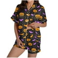 thumbnail image 2 of FDGIU Halloween Pajamas Women Halloween Print Casual Turndown Collar Short Sleeve Blouse Button Short Pants Pajamas Suit Soft Sleepshirts, 2 of 6