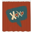 thumbnail image 3 of XOXO Shower Curtain, Acronym in Painted Square Speech Bubble Love and Kisses Hearts Print, Fabric Bathroom Set with Hooks, 69W X 70L Inches, Grey Teal Paprika and Beige, by Ambesonne, 3 of 3