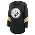 thumbnail image 2 of Women's Fanatics Black Pittsburgh Steelers Plus Size Redzone 3/4-Sleeve Scoop Neck T-Shirt, 2 of 3