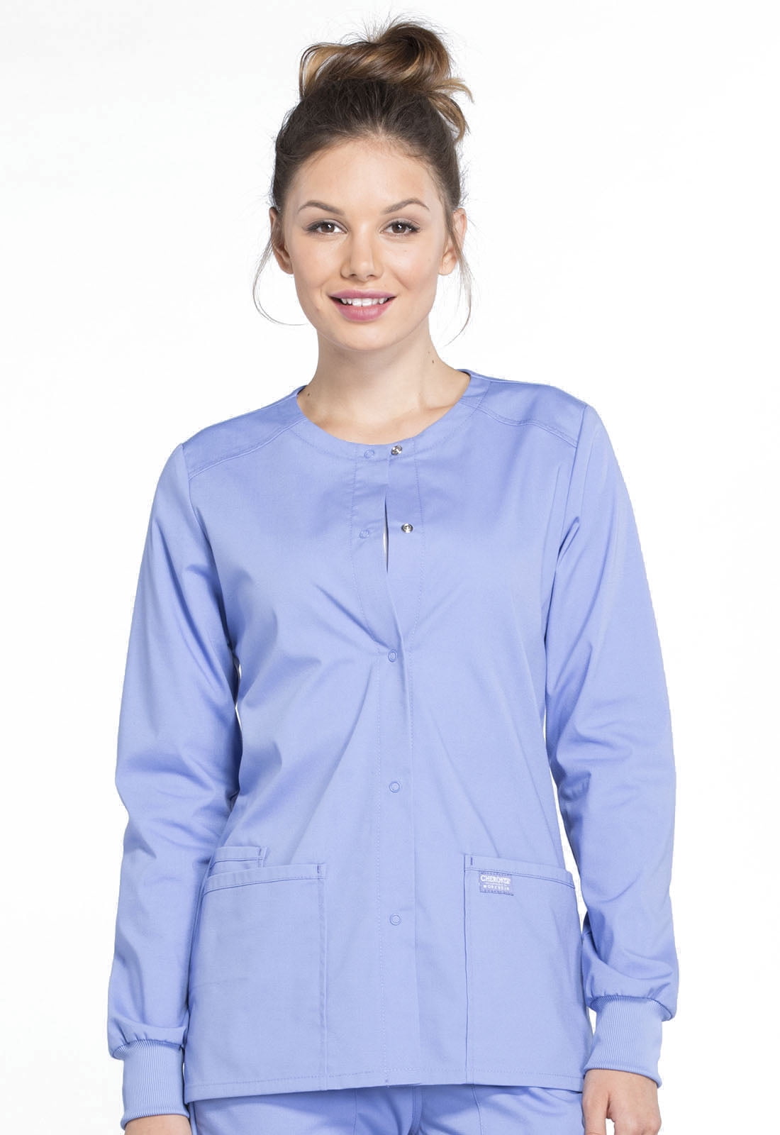 Cherokee Nurses Scrubs Women's Navy Blue Cardigan Jacket Long Sleeve XS 3XL