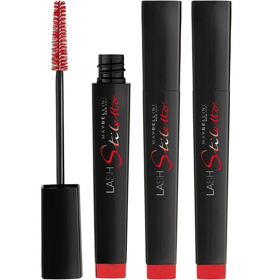 (3 Pack) Maybelline Makeup Lash Stiletto Ultimate Length Washable Mascara, Very Black Mascara, 0.22 fl oz