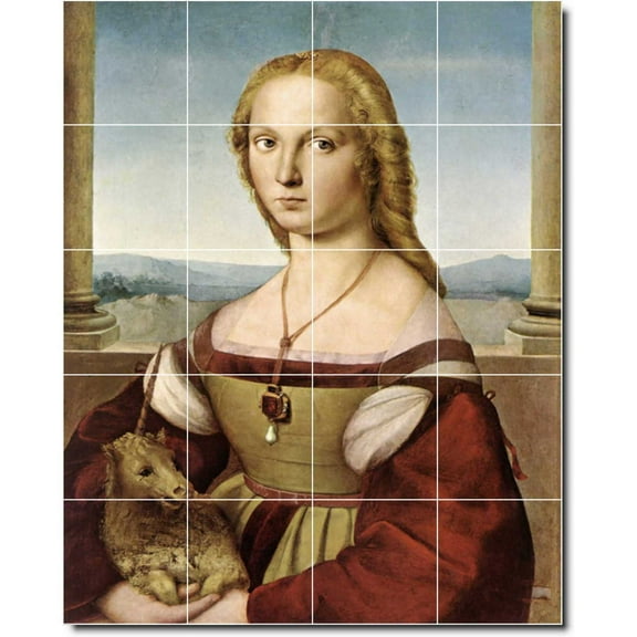 Ceramic Tile Mural-Raphael Women Painting 234. 17" w x 21.25" h using (20) 4.25 x 4.25 ceramic tiles