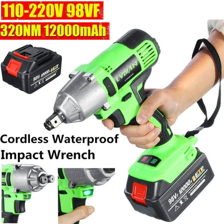 98VF 320NM 12000mAh 110-240V Cordless Electric Impact Wrench Power Drill Screwdriver Hand Tool Sets + LED Light For DIY Home Car Repairing Father's Day