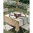thumbnail image 2 of Outdoor Tablecloth with Umbrella Hole, Beige Sage Green Texas Star Retro Spillproof Waterproof Outdoor Table Cover, Vintage Stars Wooden Patio Tablecloths for Party/Garden/Picnic, Square 60"x60", 2 of 9