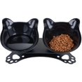 thumbnail image 1 of Comederos elevados para gatos, inclinados, de plástico, con base de goma antideslizante y 15 comederos., 1 of 5