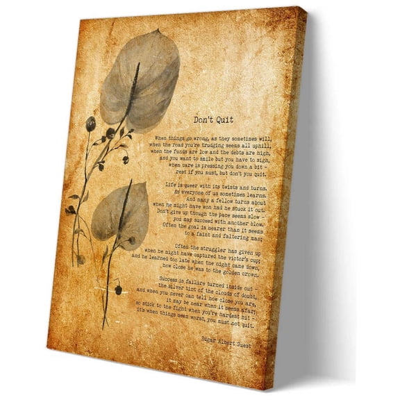Don't Quit Poem Edgar Albert Guest Quotes Wall Art Poetry Poster for Bedroom Wall Decor for Hallway Print for Bathroom Canvas Artwork Modern Pictures