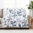 thumbnail image 3 of Farm Navy Blue Leaves Fleece Throw Blanket Lightweight Country Style Leaf Botanical Floral Fuzzy Flannel Throws Super Soft Cozy Flannel Blanket for Couch, Sofa, Bed, Travel 50"x80", 3 of 9
