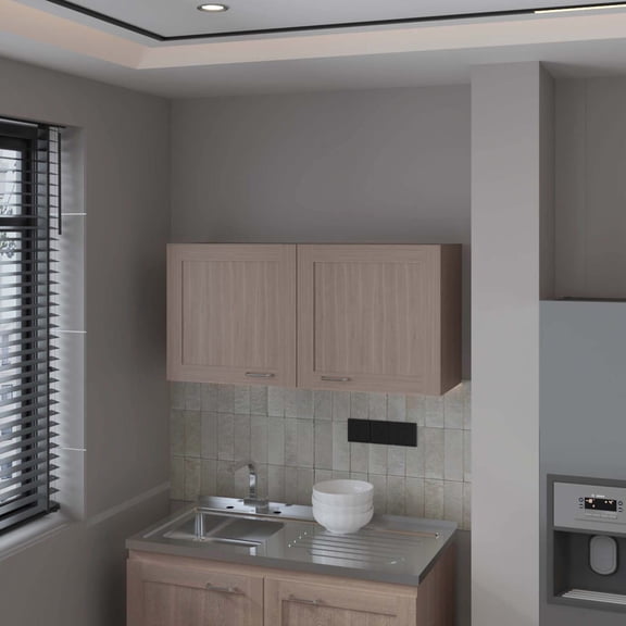 FM FURNITURE Nakya Kitchen Wall Cabinet with 2 Doors White Oak