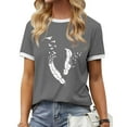 thumbnail image 2 of CEHVOM Femmes Mode Décontractée Imprimé Col Rond Ample Manches Courtes T-shirt Haut Blouse Chandail Liquidation, 2 of 4