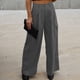 thumbnail image 2 of Pantalones cargo anchos lisos para mujer: cintura elástica, corte holgado, tejido de poliéster, adorno de botones, aptos para primavera/verano/otoño, ropa informal y para actividades al aire libre, 2 of 8