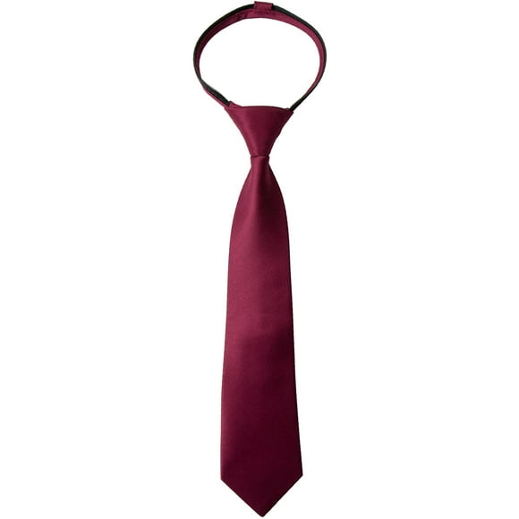 Spring Notion Boys' Satin Zipper Necktie Burgundy Medium