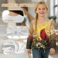 thumbnail image 6 of Xoenoiee Cardinal Daisy Flower Print Girl's Long Sleeve Shirts Tie Front Knot Tops Tee Crew Neck T Shirt Pullover Tunic Sweatshirt for Beach Vacation, 5-6 Year, 6 of 7