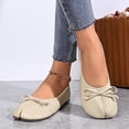 thumbnail image 2 of Rokment Bow Tabi Ballet Flats Shoes for Women Wide Width Split Round Toe Low Heels Comfortable Slip on Dress Loafers Business Office Work Casual Footwear Beige Size 6, 2 of 7