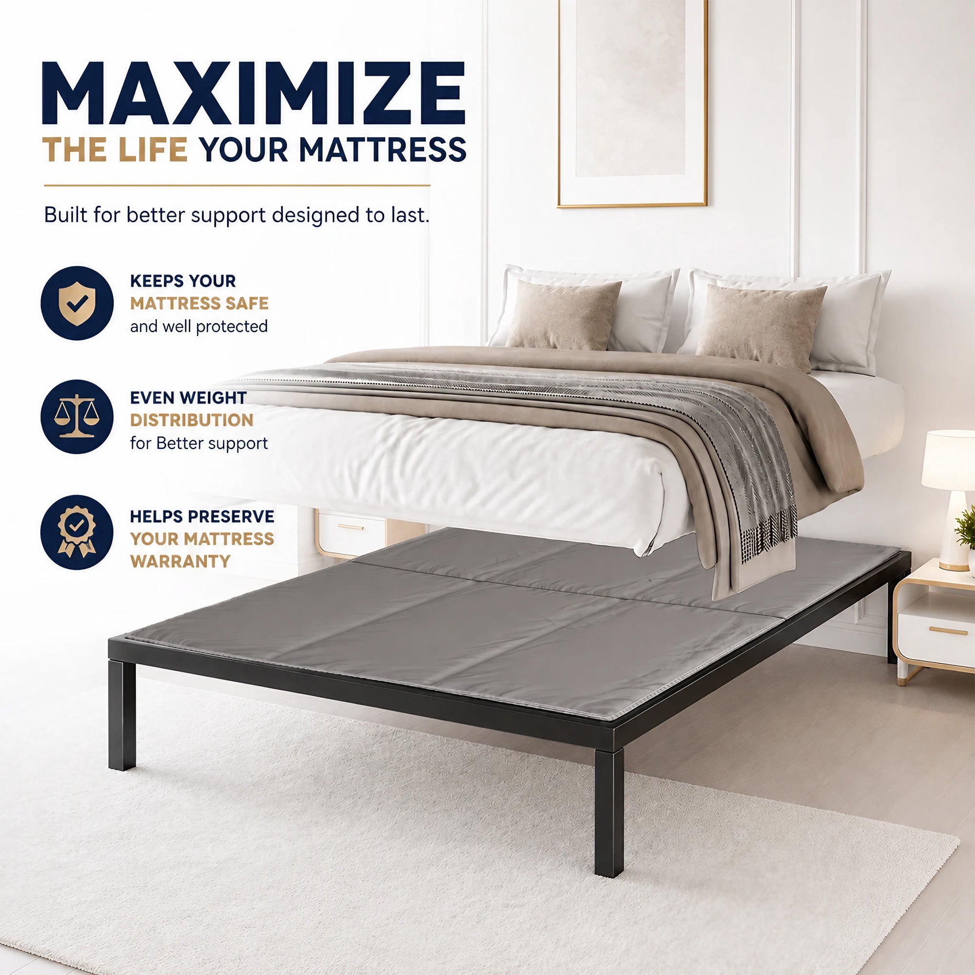 Continental Sleep, 15mm Bunkie Board King 76x80, Heavy Duty Under Mattress Support, Low Profile Bed Support Board for Slatted bed frame, No Box Spring Needed, Noise Free, Non-Slip