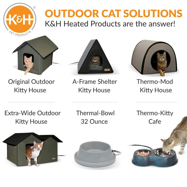 K H Pet Products Heated Olive Extra Wide Outdoor Kitty House