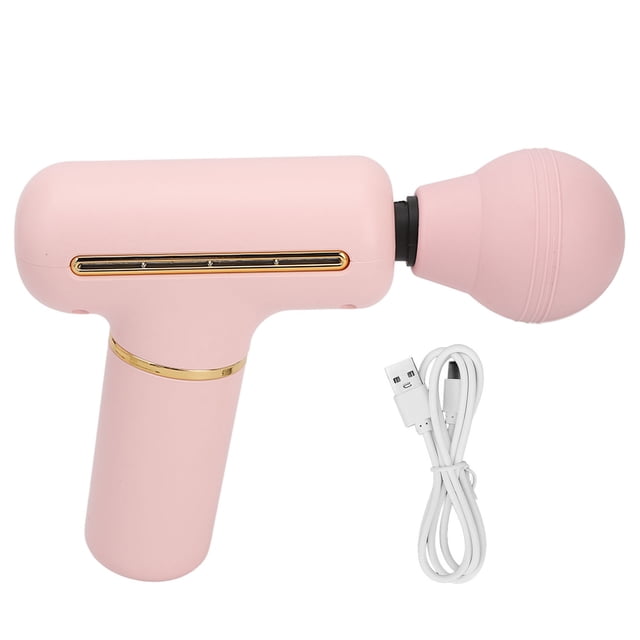 Mini masajeador muscular de percusión, relajación profunda, portátil, de mano, con vibración de 4 velocidades, para atletas, color rosa