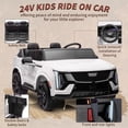 thumbnail image 2 of 24V Licensed Cadillac Ride-On Car, Battery-Powered Electric Vehicle with Remote Control, 2-Seater, 4-Wheel Suspension, Smooth Start, LED Lights & Music, White, 2 of 8