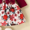 thumbnail image 5 of Karoyedx Newborn Dress Baby Girl Outfit Newborn Cute Elk Fly Sleeve Romper Overall Dress Infant Girls Fall Winter Skirt Set Red Size,0-3 Months, 5 of 7