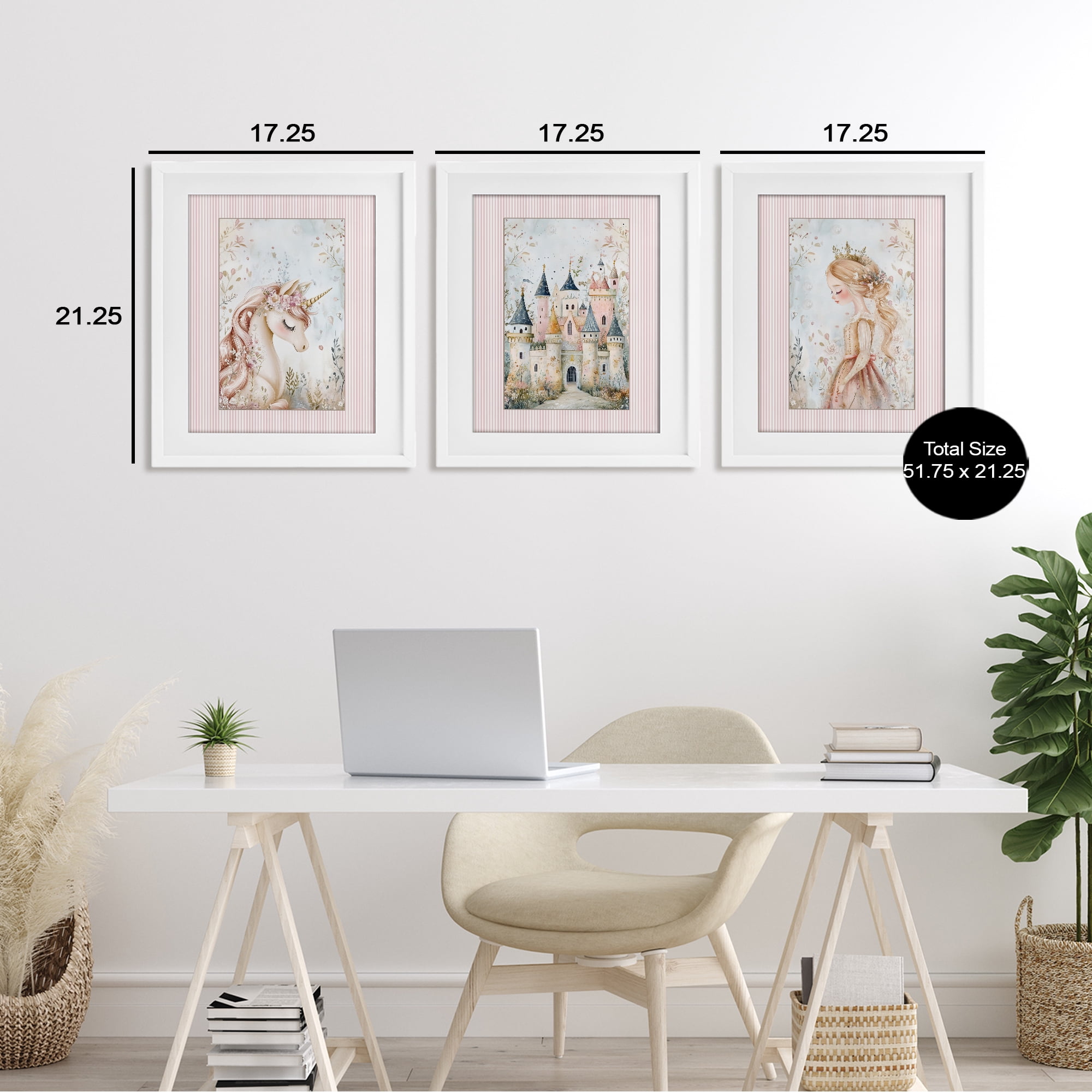 Stupell Industries Fantasy Enchanted Dreams 3 Piece White Framed Print Under Glass Set, design by Christine Simpson Art