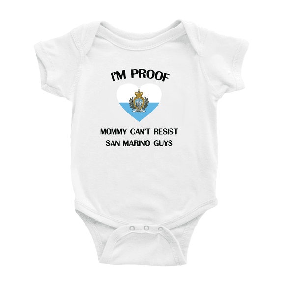 I'm Proof Mommy Can't Resist San Marino Guys Baby Bodysuits Newborn Clothes (White, 6-12 Months)