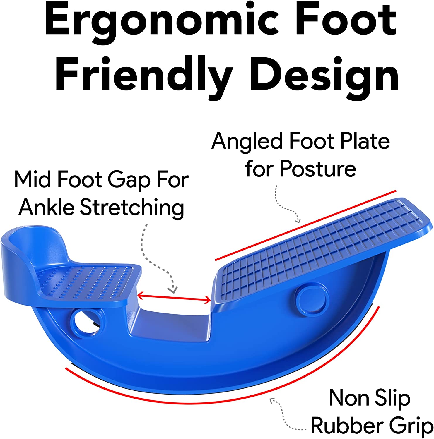 ProHeal Foot Rocker Calf Stretcher with Spiked Ball Massager - for Plantar Fasciitis, Achilles Tendonitis - Calf, Foot, Heel, and Ankle Stretcher - Lower Leg Pain Relief - Gray with Green Ball