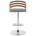 thumbnail image 4 of Drevy Adele Adjustable Height Swivel Grey Faux Leather and Walnut Wood Bar Stool with Chrome Base, 4 of 8